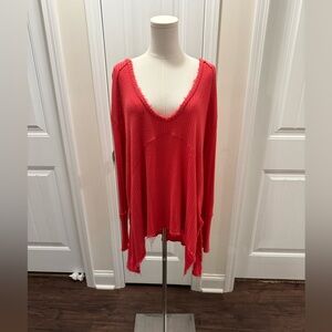 Free People Sunset Park Thermal V Neck Top
